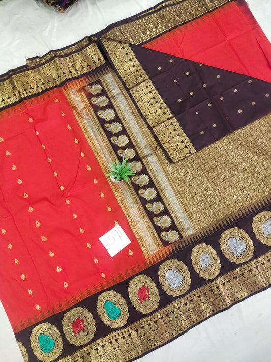Gadwal semi pattu Meena butta with blouse sarees 060825 S2 B