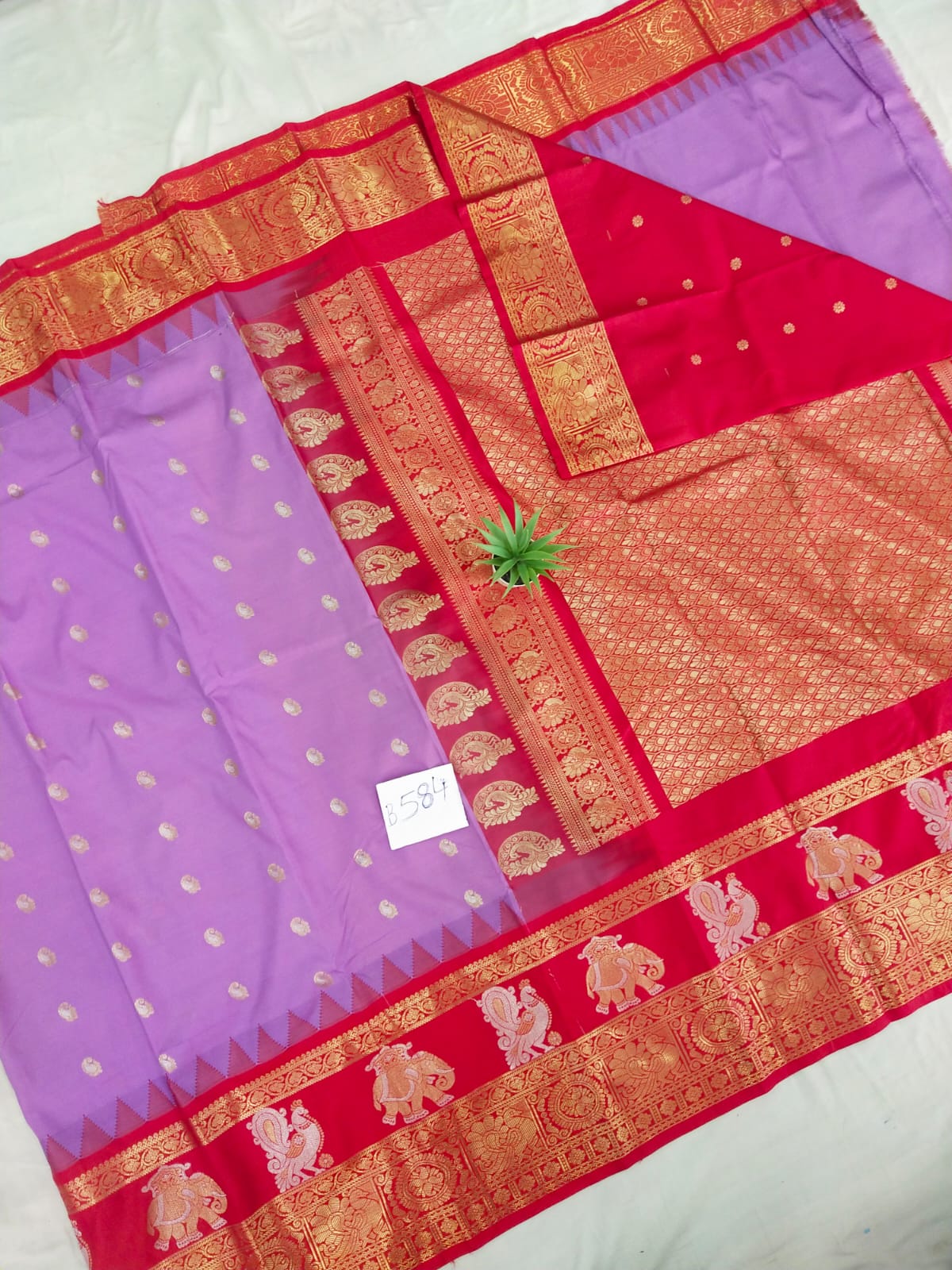 Gadwal semi pattu Meena butta with blouse sarees 060825 S2 B