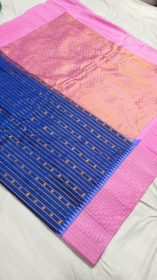 Gadwal Pure Pattu Border Lines With Blouse Sarees S1 260825