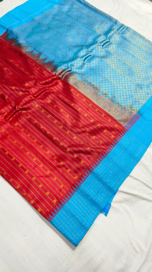 Gadwal Pure Pattu Border Lines With Blouse Sarees S1 260825