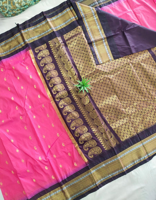 Gadwal Semi Pattu Small  Border With Blouse Sarees 290825 S2