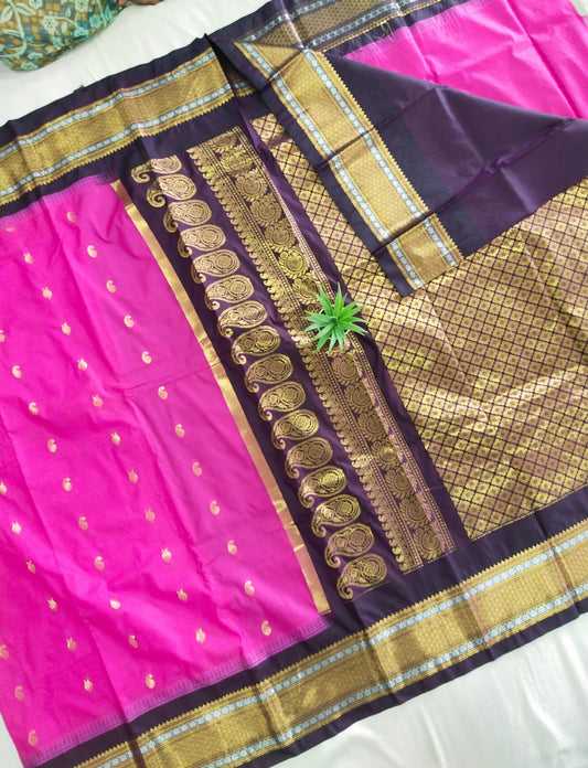 Gadwal Semi Pattu Small  Border With Blouse Sarees 290825 S2