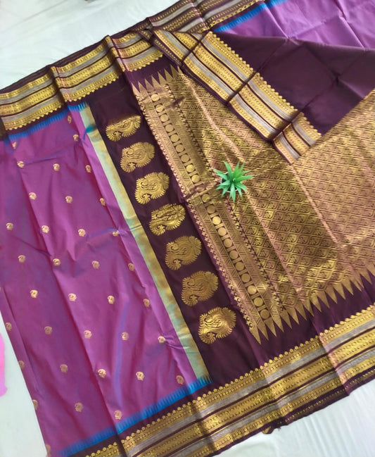 Gadwal Semi Pattu Small  Border With Blouse Sarees 290825 S2
