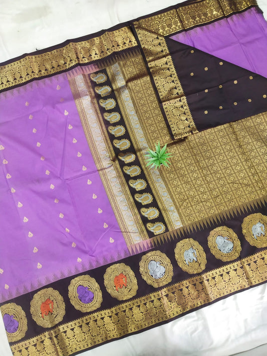 Gadwal Semi Pattu Boder Meena Butta with Blouse Sarees 011125