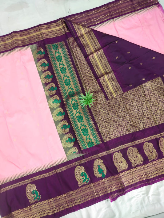 Gadwal Semi Pattu Boder Meena Butta with Blouse Sarees 011125