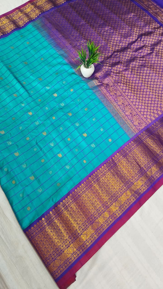 Gadwal pure pattu Butta kanchi Border  with Blouse kuttu H/L  sarees 251025