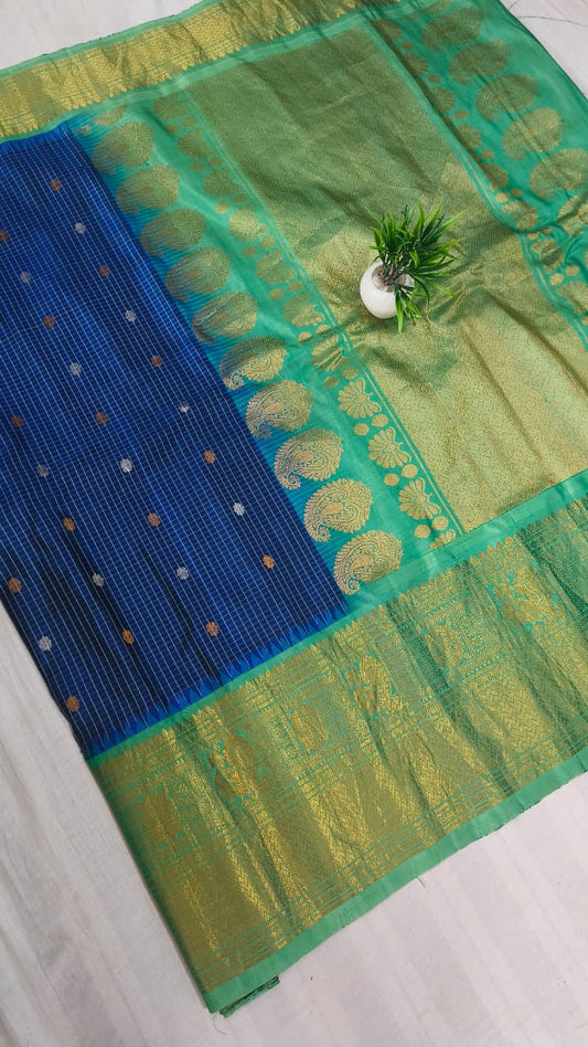 Gadwal pure pattu Butta kanchi Border  with Blouse kuttu H/L  sarees 251025
