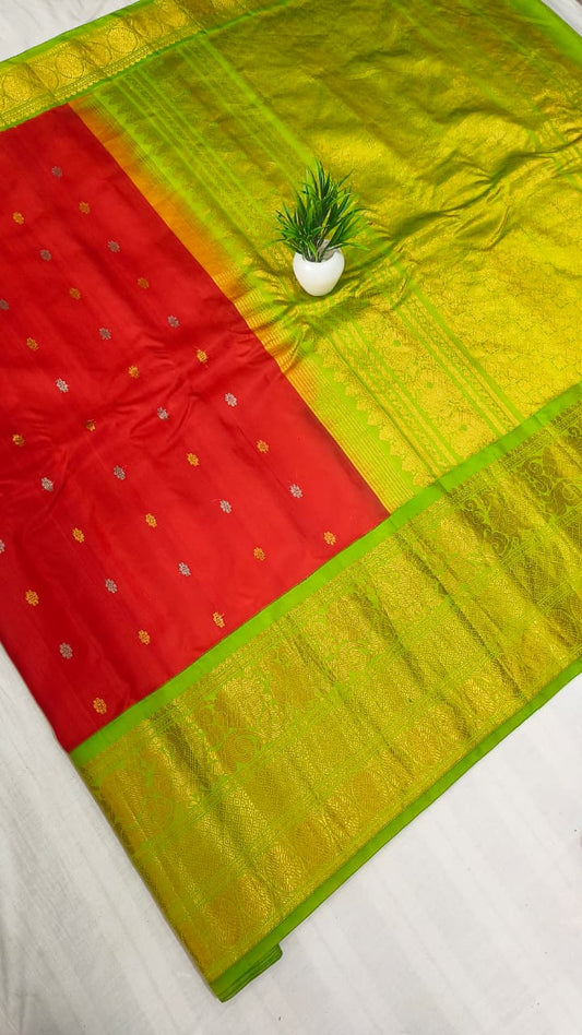 Gadwal pure pattu Butta kanchi Border  with Blouse kuttu H/L  sarees 251025
