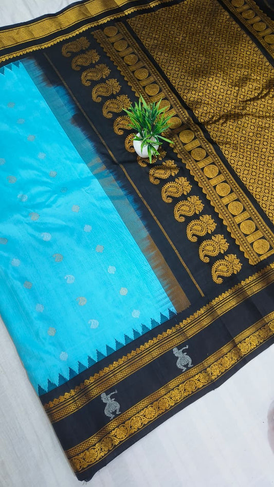 Gadwal pure pattu Butta kanchi Border  with Blouse kuttu H/L  sarees 251025