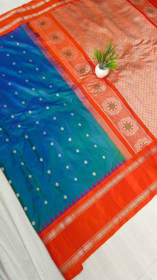 Gadwal pure pattu Butta kanchi Border  with Blouse kuttu H/L  sarees 251025