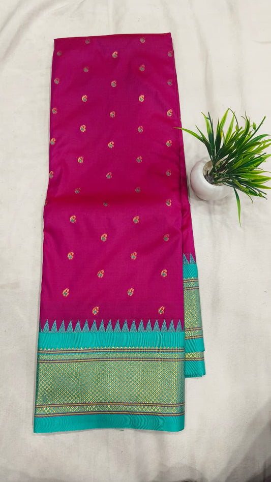 Gadwal mixed silk paithani pallu with blouse sarees 251025