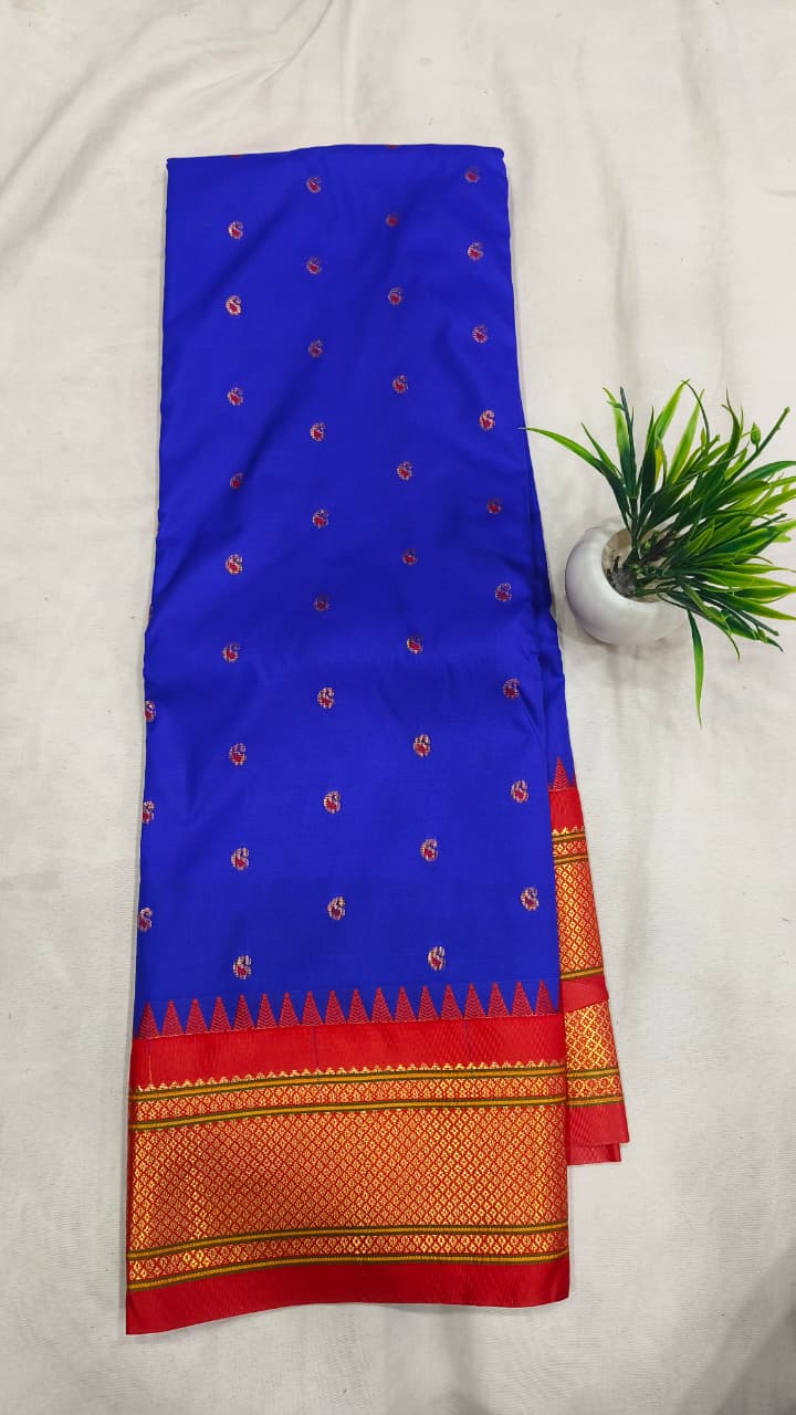 Gadwal mixed silk paithani pallu with blouse sarees 251025