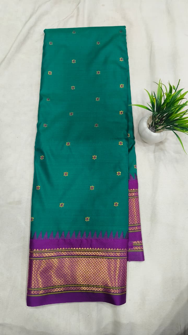 Gadwal mixed silk paithani pallu with blouse sarees 251025