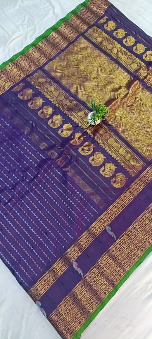 Gadwal pure pattu handloom boder butta with blouse sarees