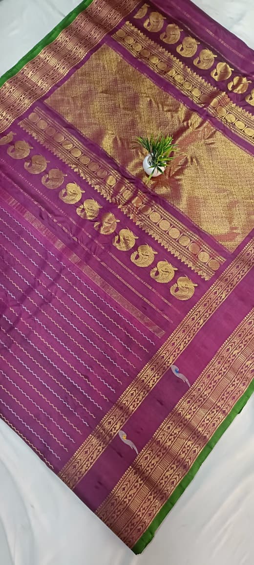 Gadwal pure pattu handloom boder butta with blouse sarees