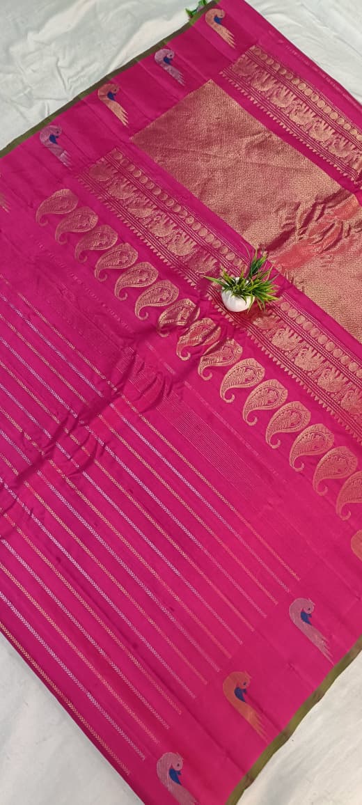 Gadwal pure pattu handloom boder butta with blouse sarees