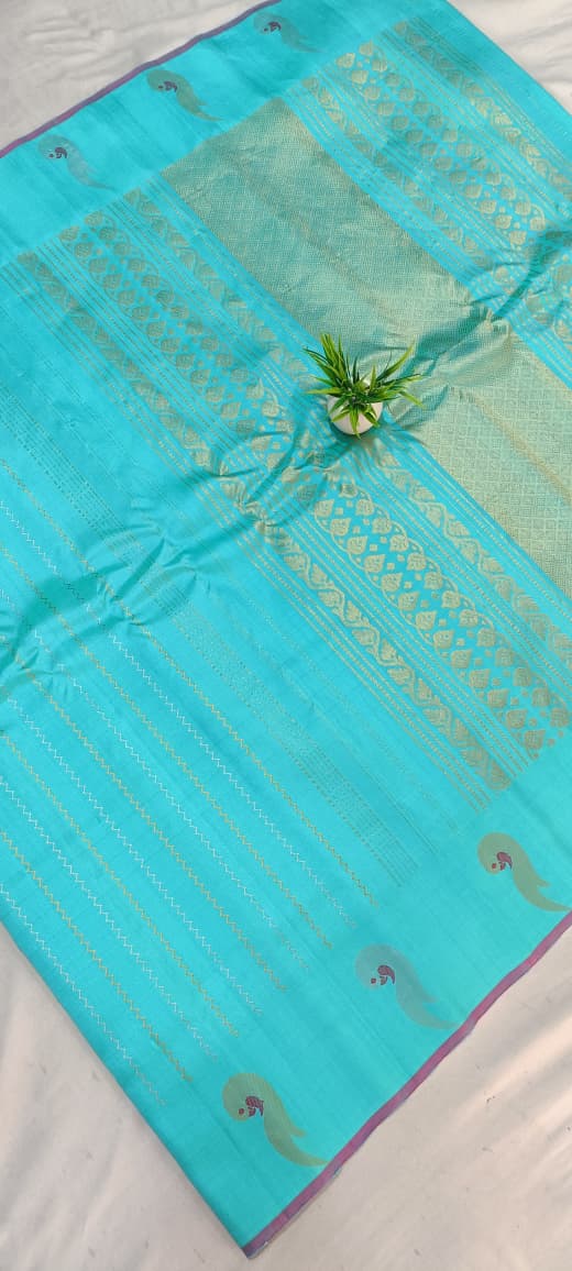 Gadwal pure pattu handloom boder butta with blouse sarees