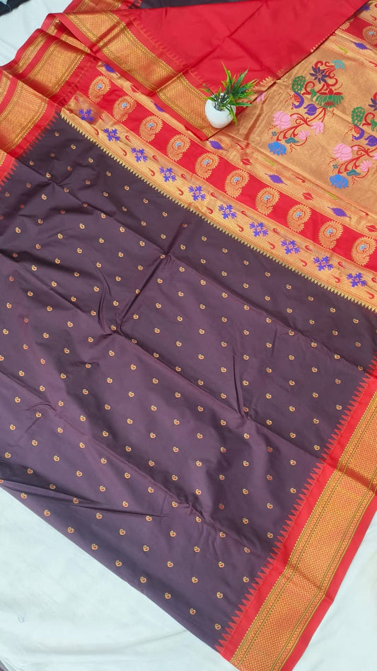 Gadwal mixed silk paithani pallu with blouse sarees 311025