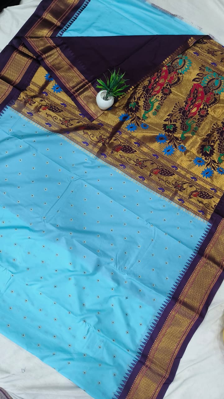 Gadwal mixed silk paithani pallu with blouse sarees 311025