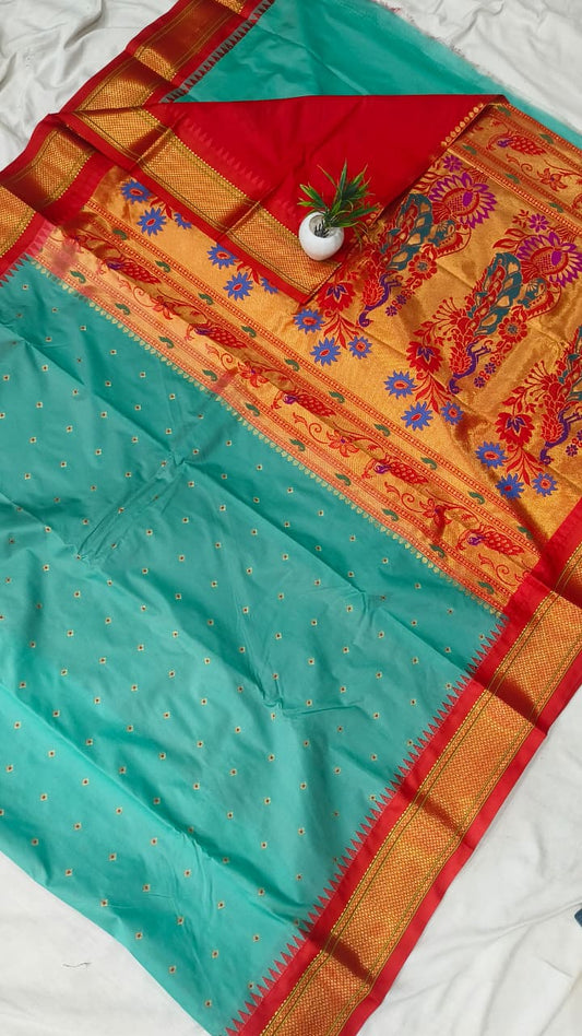 Gadwal mixed silk paithani pallu with blouse sarees 311025