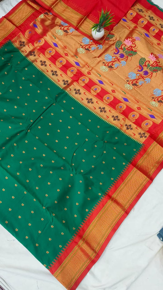 Gadwal mixed silk paithani pallu with blouse sarees 311025