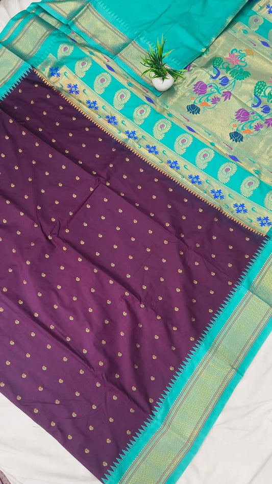 Gadwal mixed silk paithani pallu with blouse sarees 311025