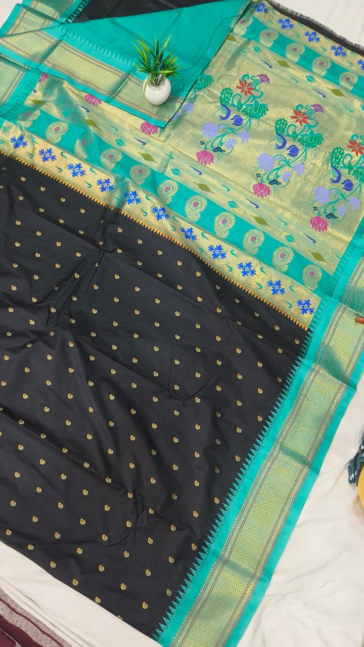 Gadwal mixed silk paithani pallu with blouse sarees 311025