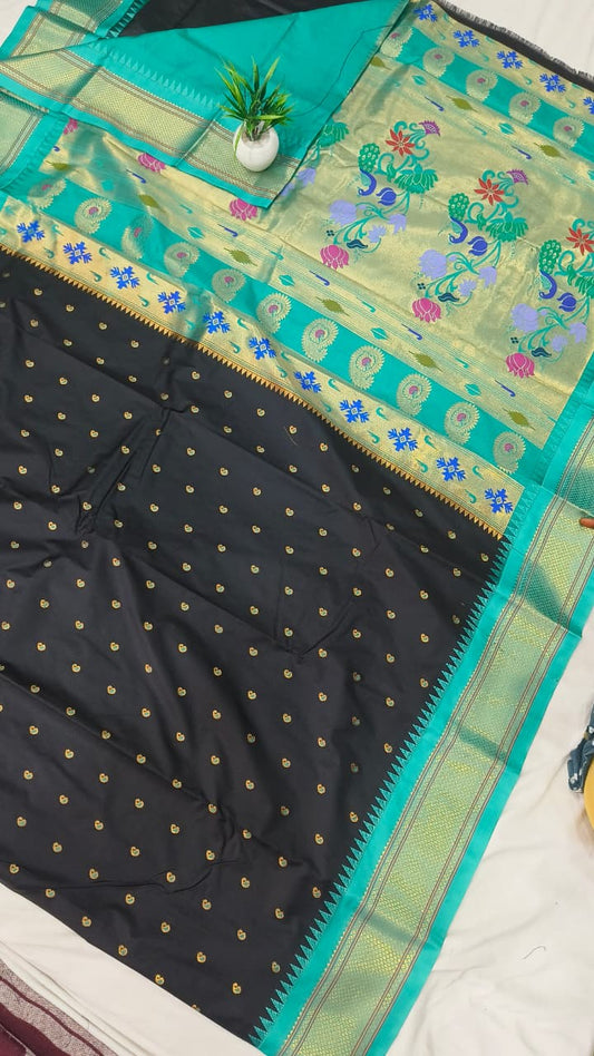 Gadwal mixed silk paithani pallu with blouse sarees 311025