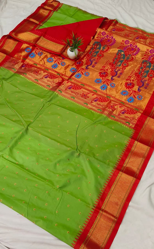 Gadwal mixed silk paithani pallu with blouse sarees 311025