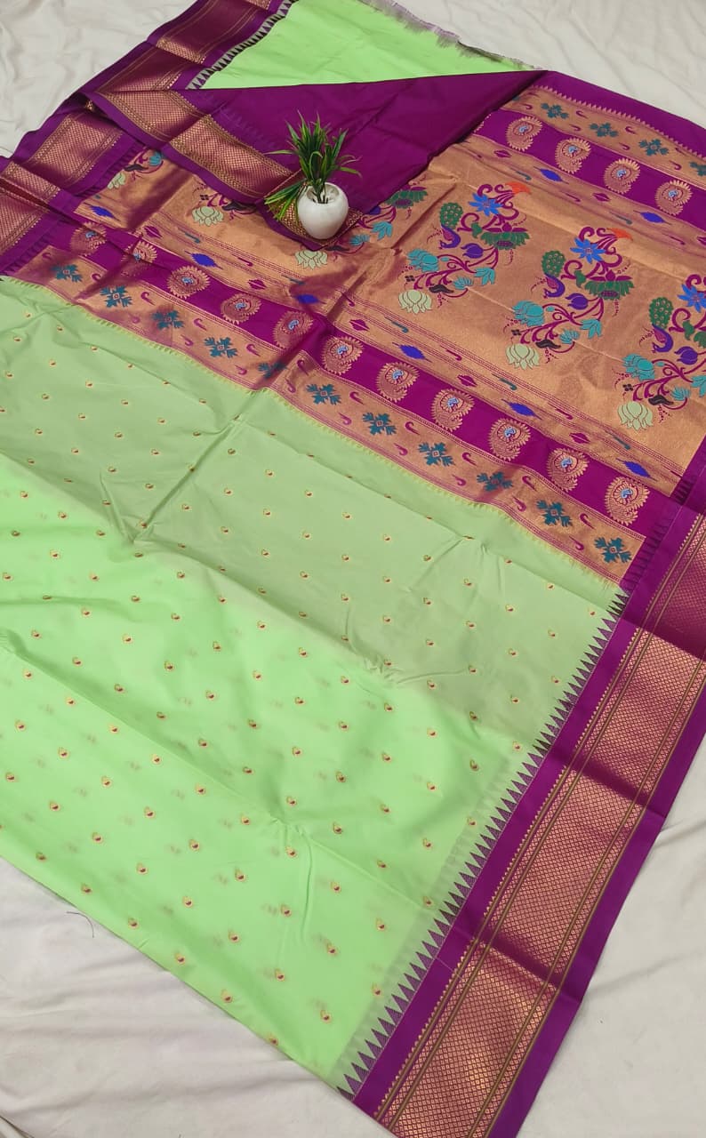 Gadwal mixed silk paithani pallu with blouse sarees 311025