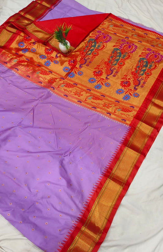 Gadwal mixed silk paithani pallu with blouse sarees 311025