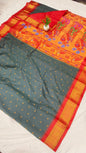 Gadwal mixed silk paithani pallu with blouse sarees 311025
