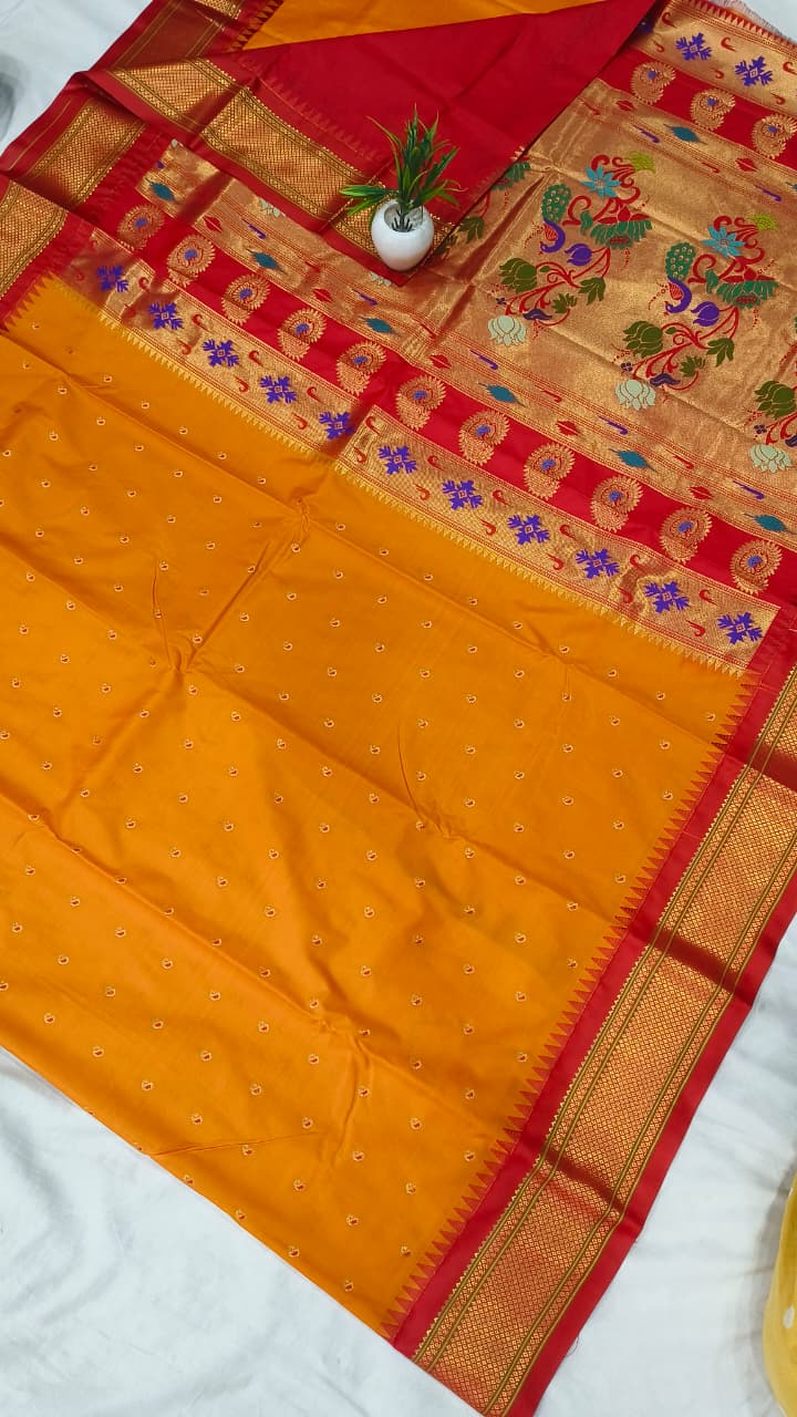 Gadwal mixed silk paithani pallu with blouse sarees 311025