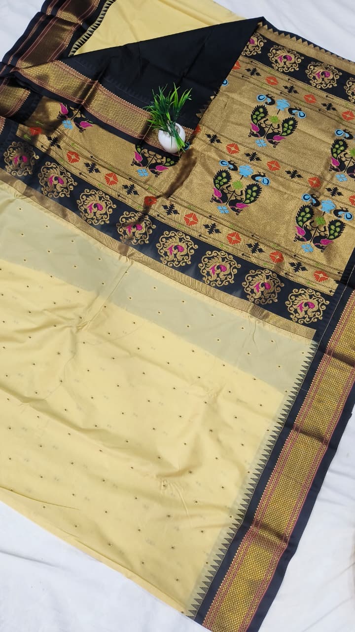 Gadwal mixed silk paithani pallu with blouse sarees 311025
