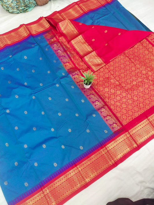 Gadwal mixed silk small boder with blouse sares 141125