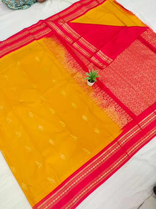 Gadwal mixed silk small boder with blouse sares 141125