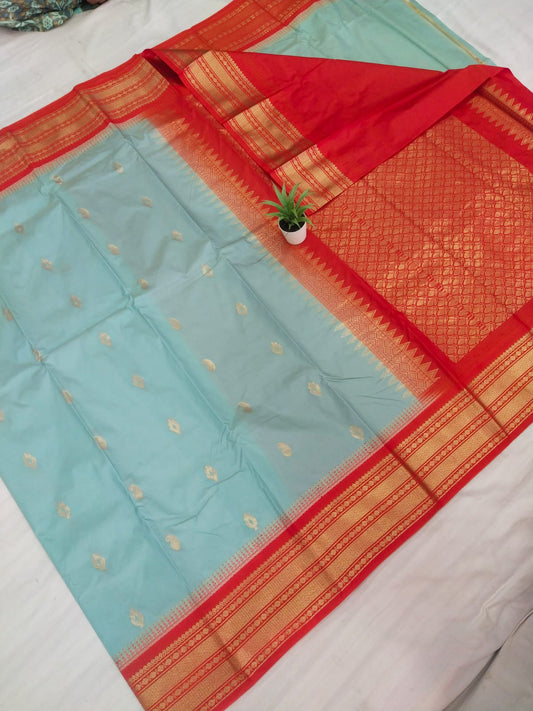 Gadwal mixed silk small boder with blouse sares 141125