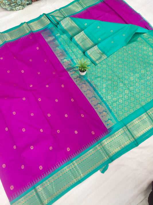 Gadwal mixed silk small boder with blouse sares 141125