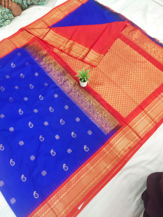 Gadwal mixed silk small boder with blouse sares 141125