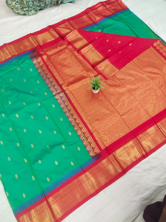 Gadwal mixed silk small boder with blouse sares 141125