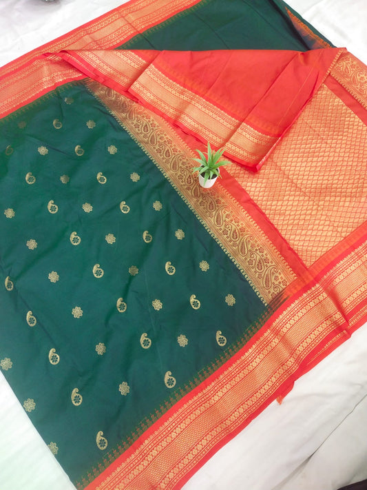 Gadwal mixed silk small boder with blouse sares 141125