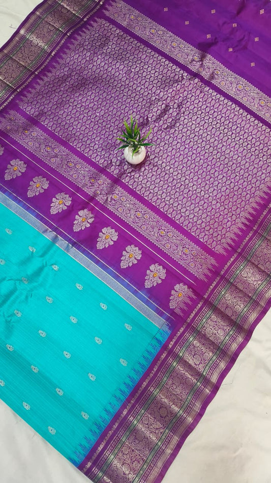 Gadwal  pure pattu kanchi jari with blouse silver boder 151125