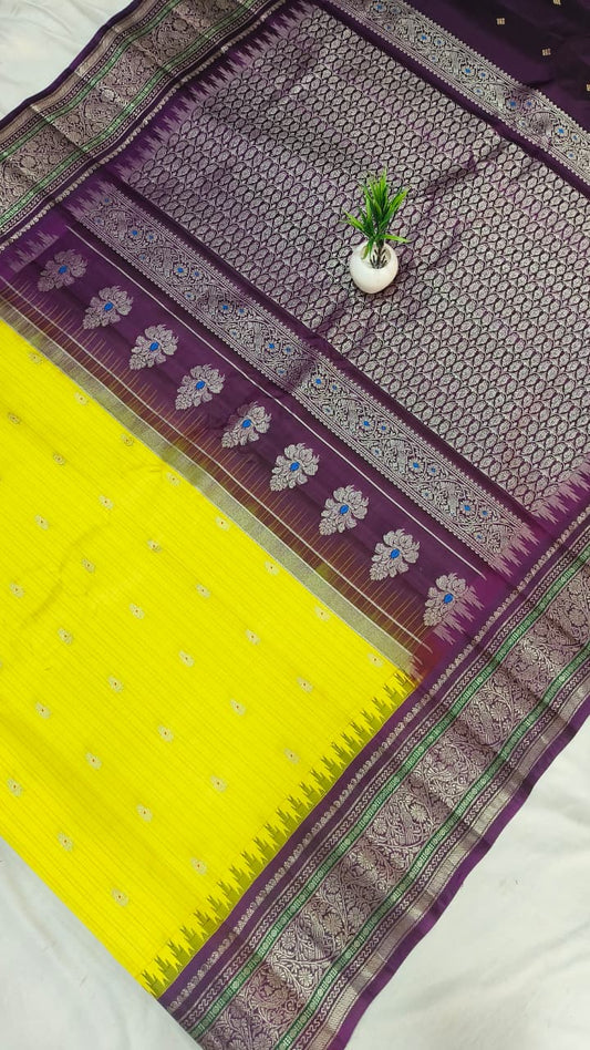 Gadwal  pure pattu kanchi jari with blouse silver boder 151125