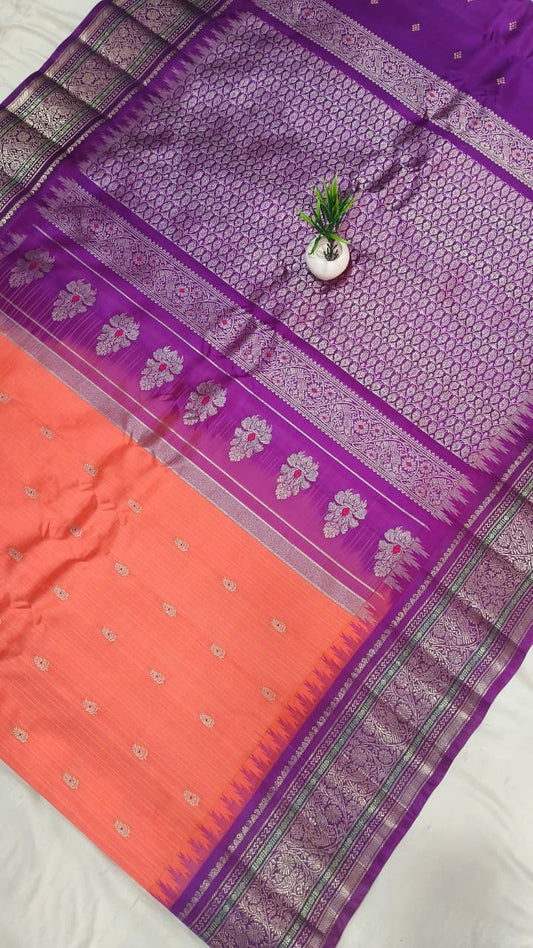 Gadwal  pure pattu kanchi jari with blouse silver boder 151125